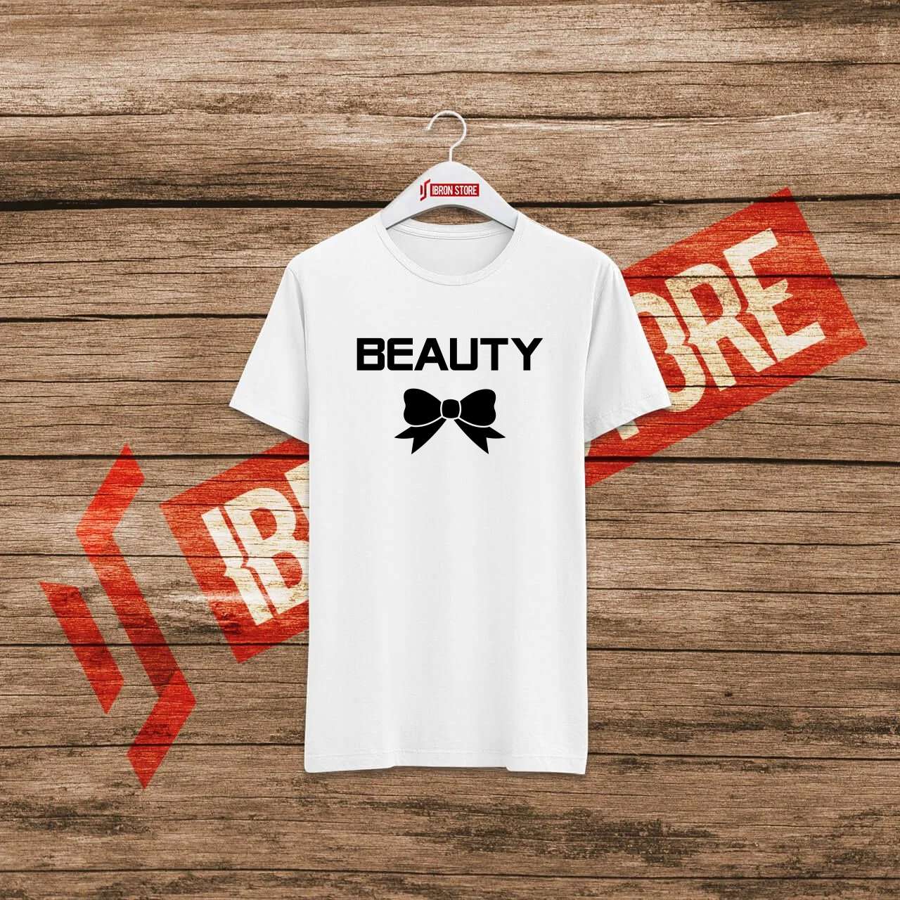Beauty mintás unisex póló (fehér)