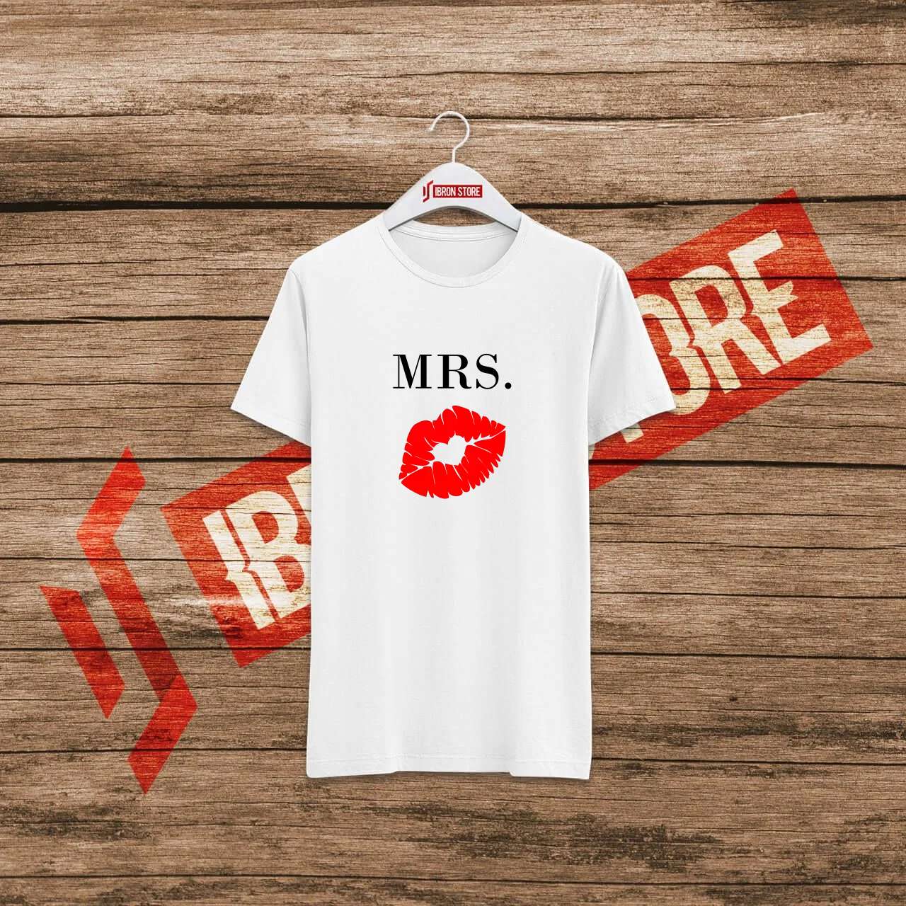 MRS csókos száj mintás unisex póló (fehér)