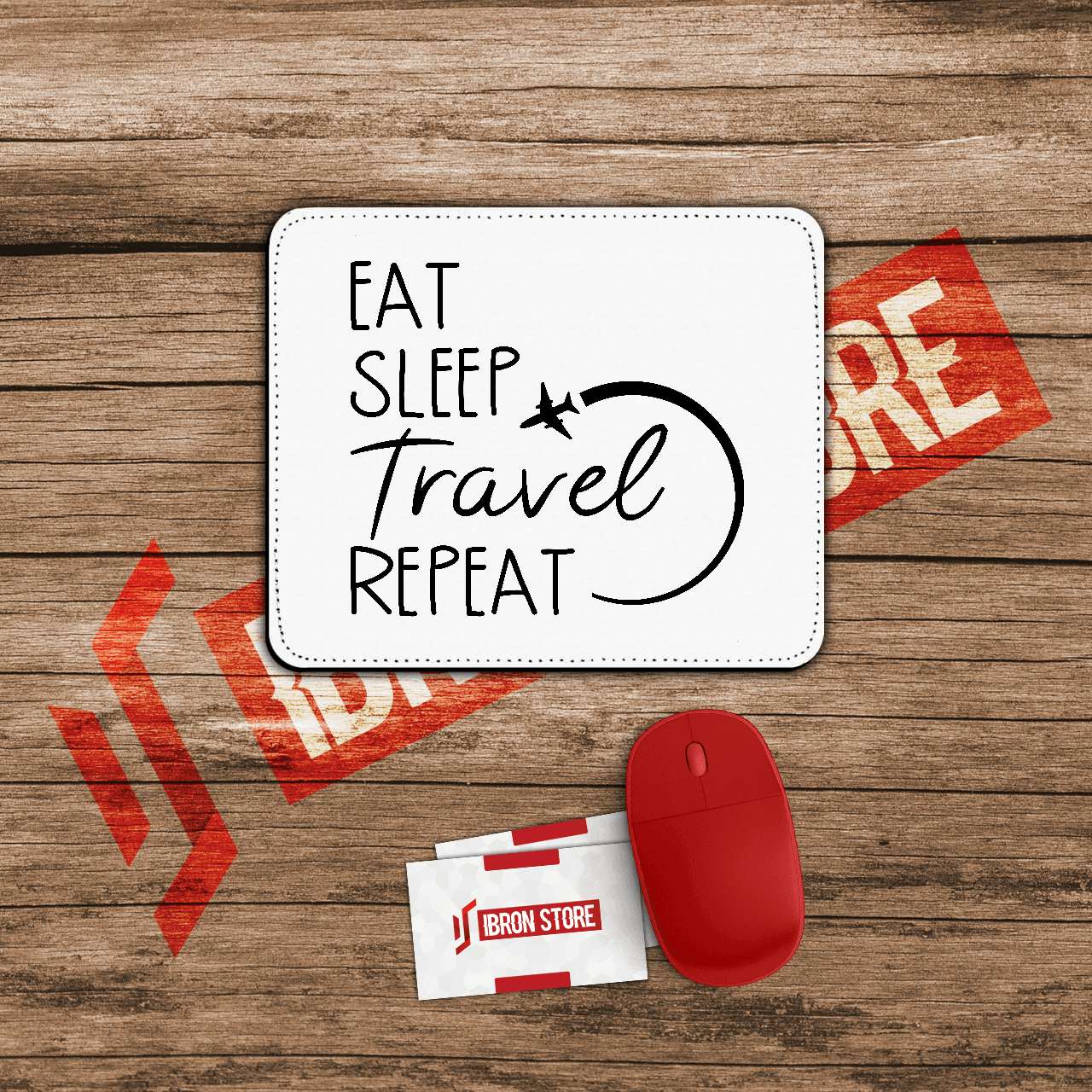 Eat,sleep, travel repeat mintás prémium egérpad (6mm vastag)