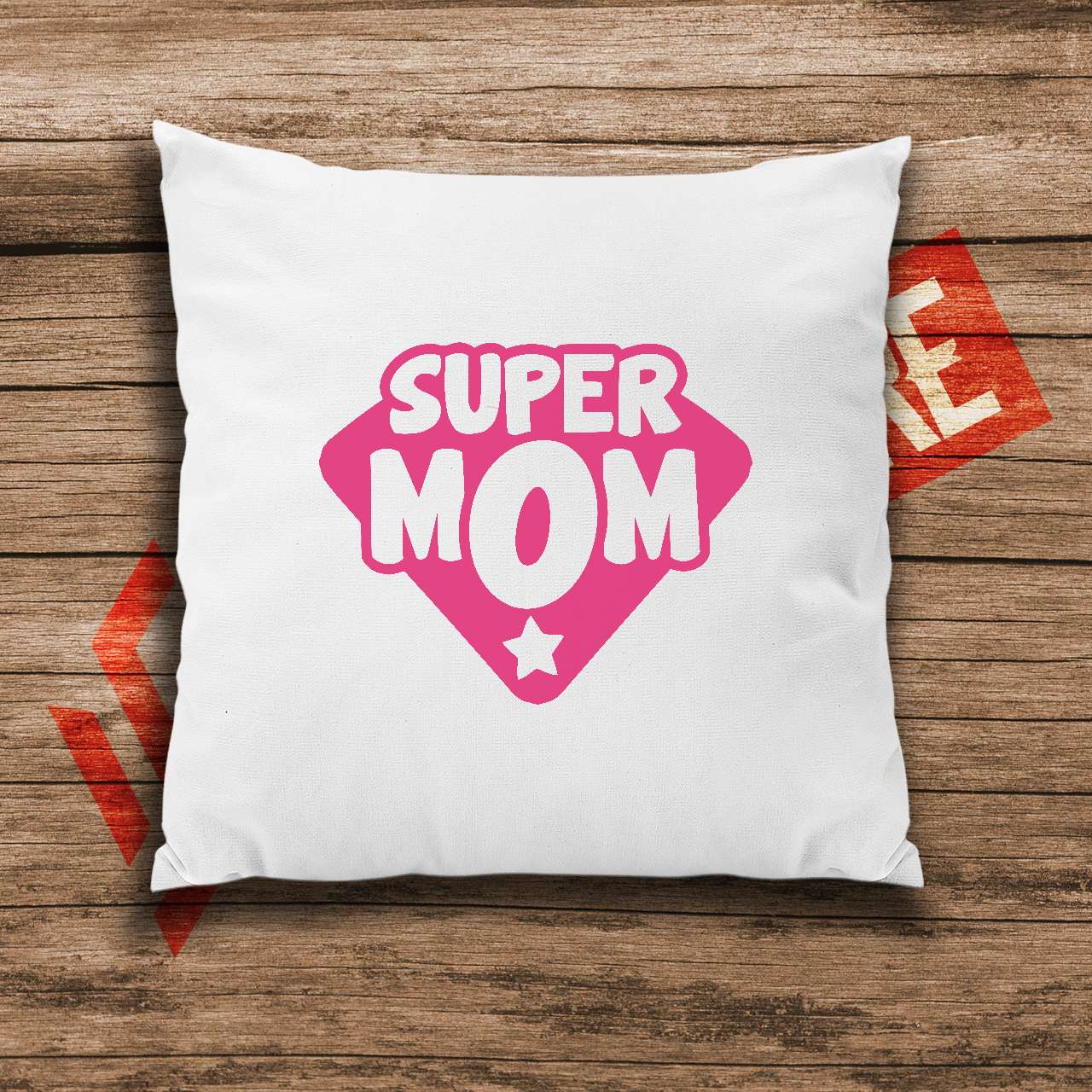 Super mom pink star mintás párna 40x40 cm (fehér)