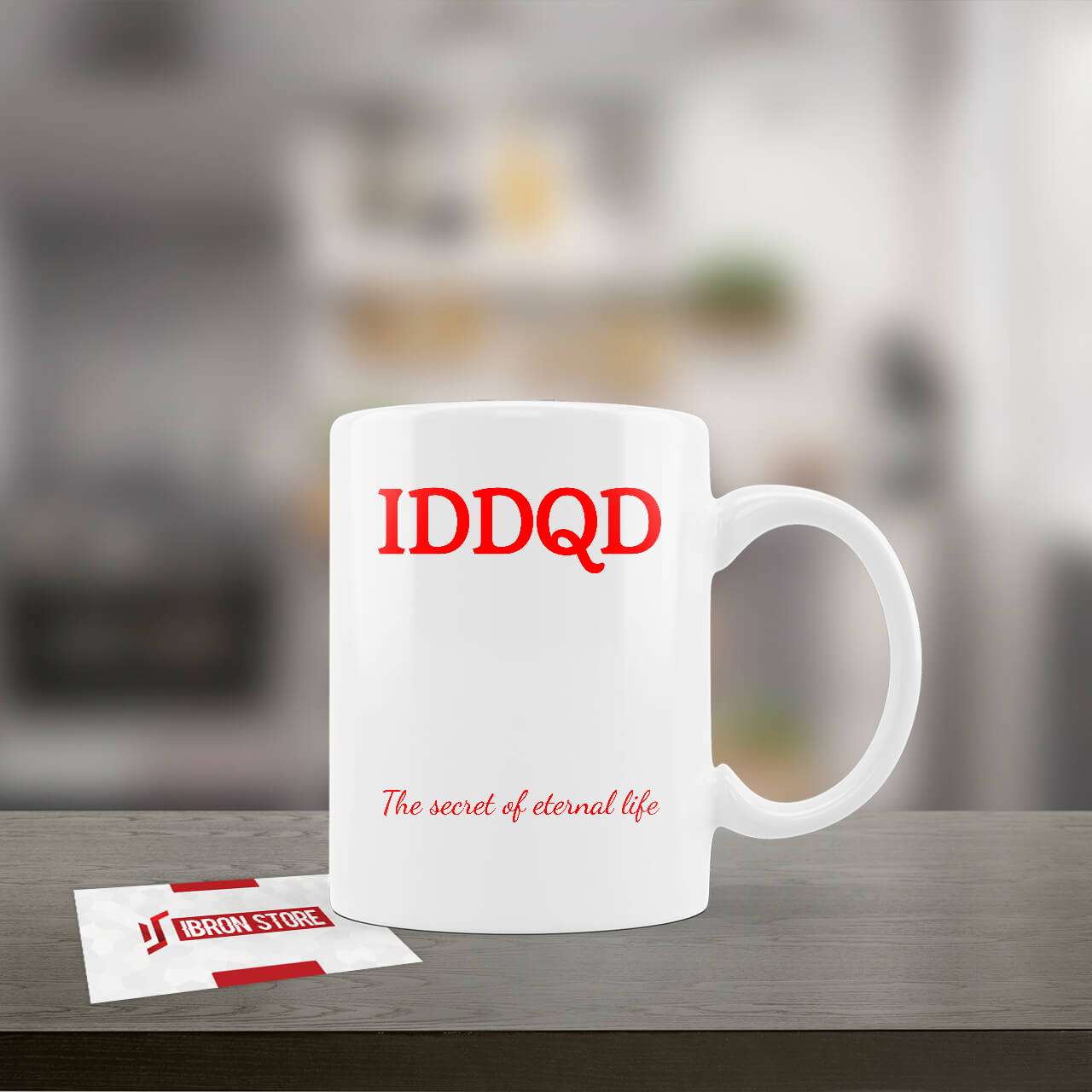 IDDQD - The secret of eternal life (piros) mintás fehér bögre